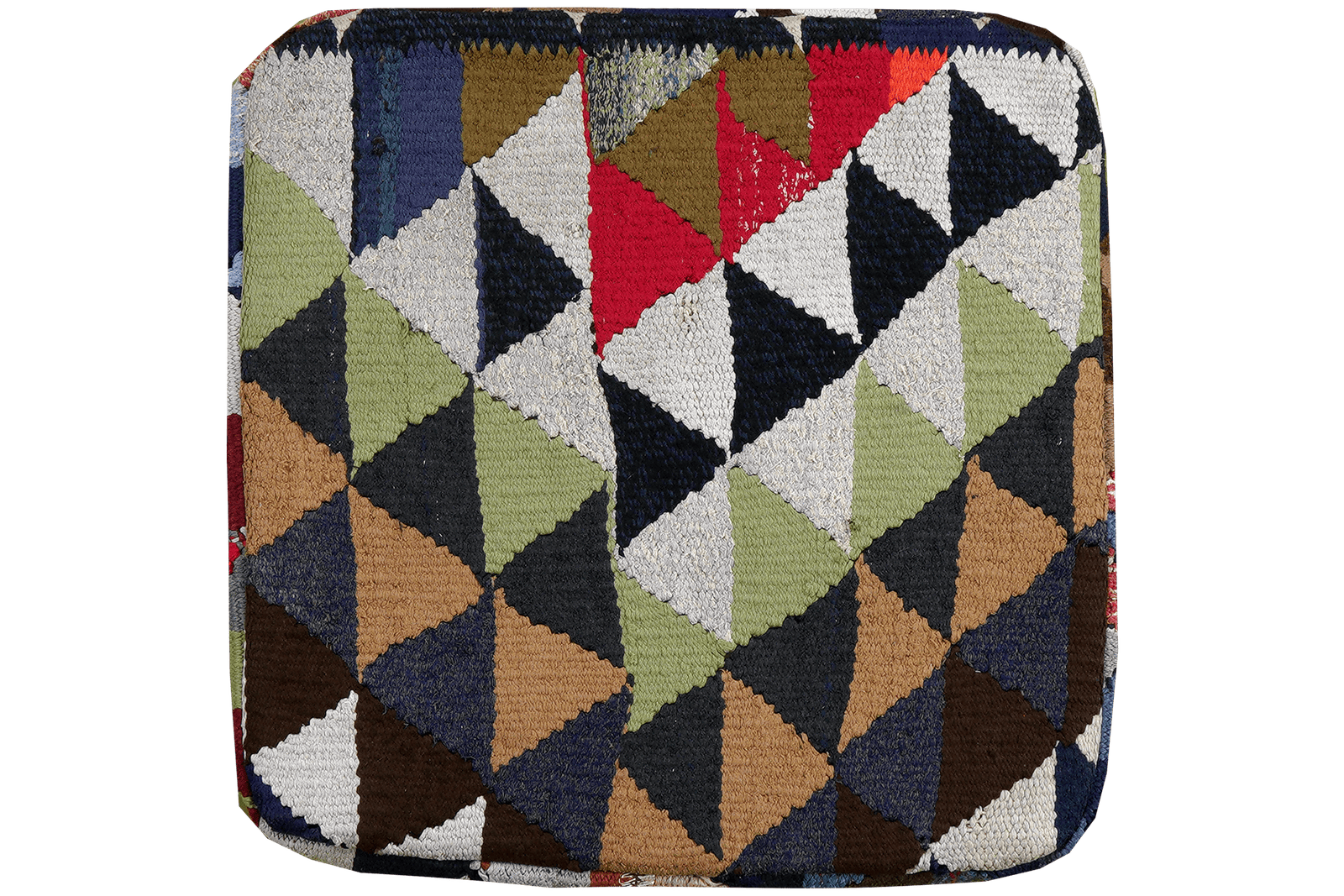 Kelim Pouf — Handmade, 55x55 cm, Multicolor, 100% Virgin Wool | Main view