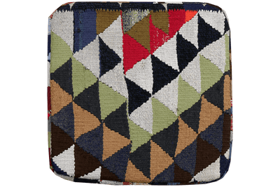 Kelim Pouf — Handmade, 55x55 cm, Multicolor, 100% Virgin Wool | Main view