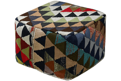 Kelim Pouf — Handmade, 55x55 cm, Multicolor, 100% Virgin Wool | View 4