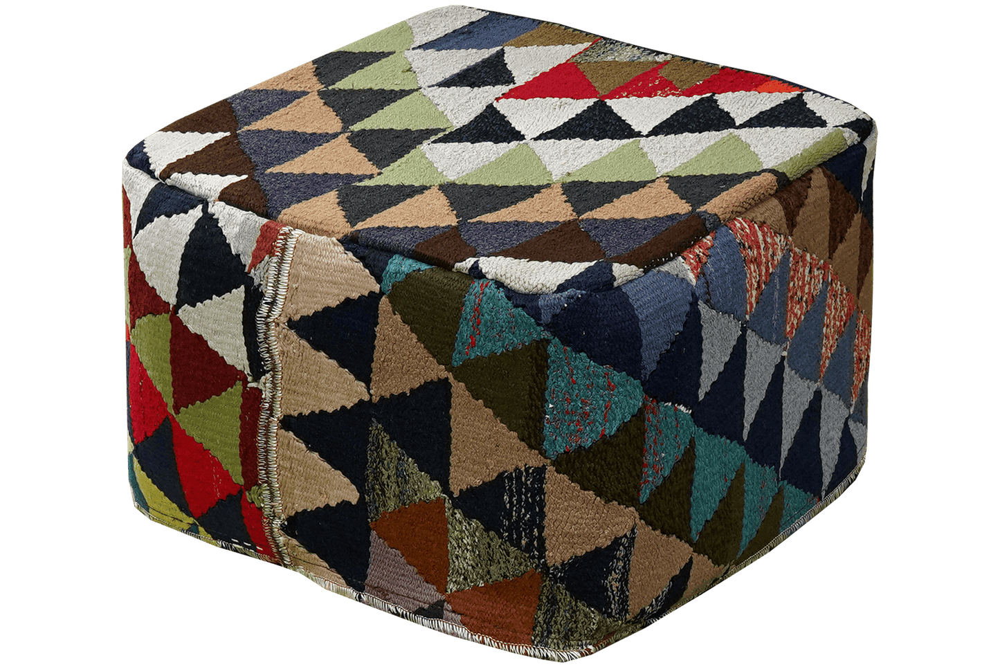Kelim Pouf — Handmade, 55x55 cm, Multicolor, 100% Virgin Wool | View 4