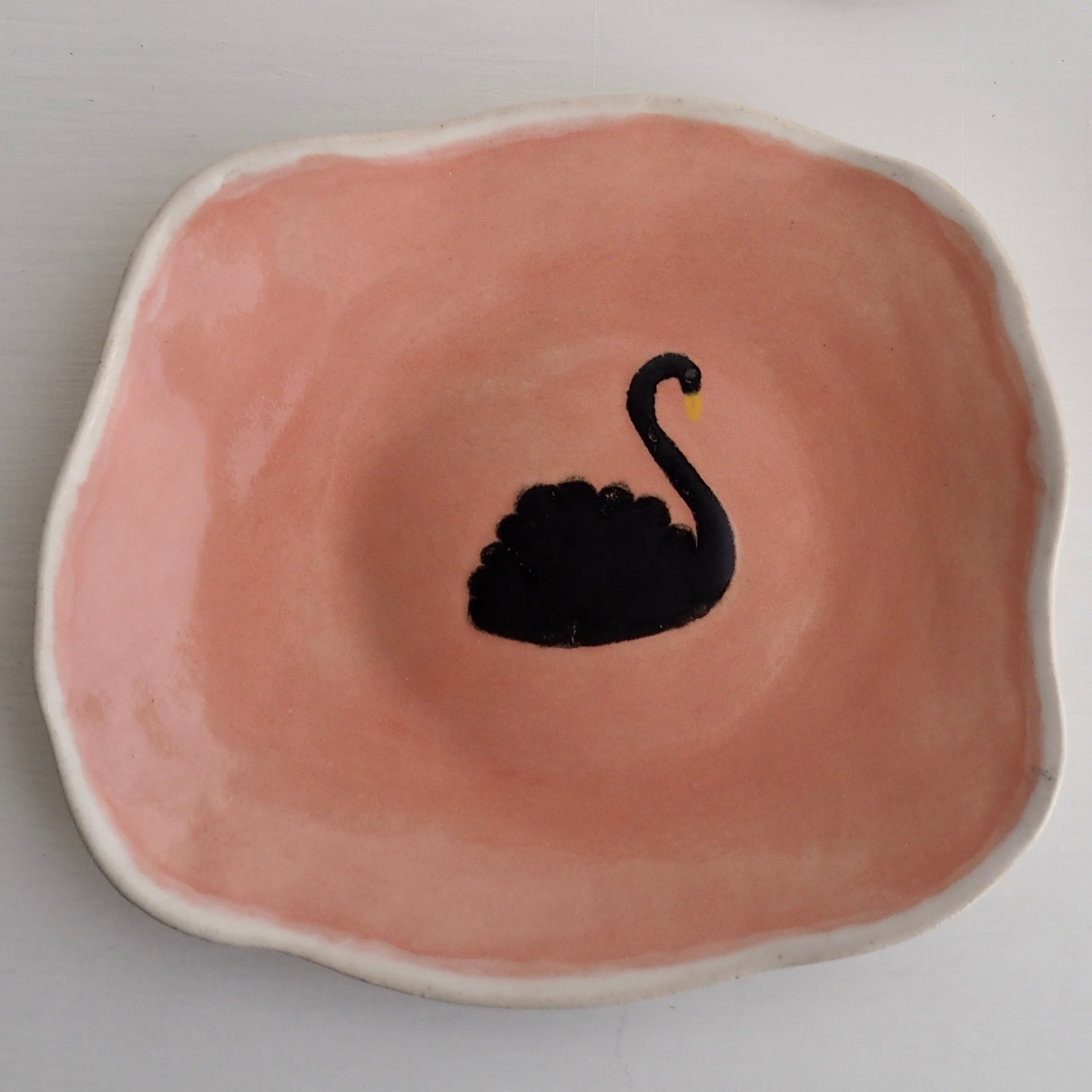 Handmade Pastel Black Swan Ceramic Plates