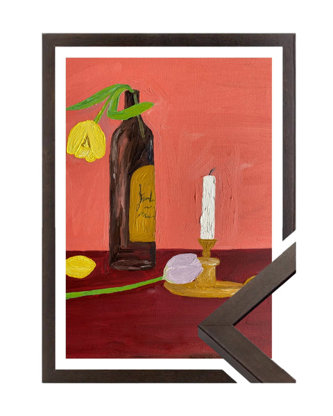 Candles, Wine and Flowers Fine Art Print