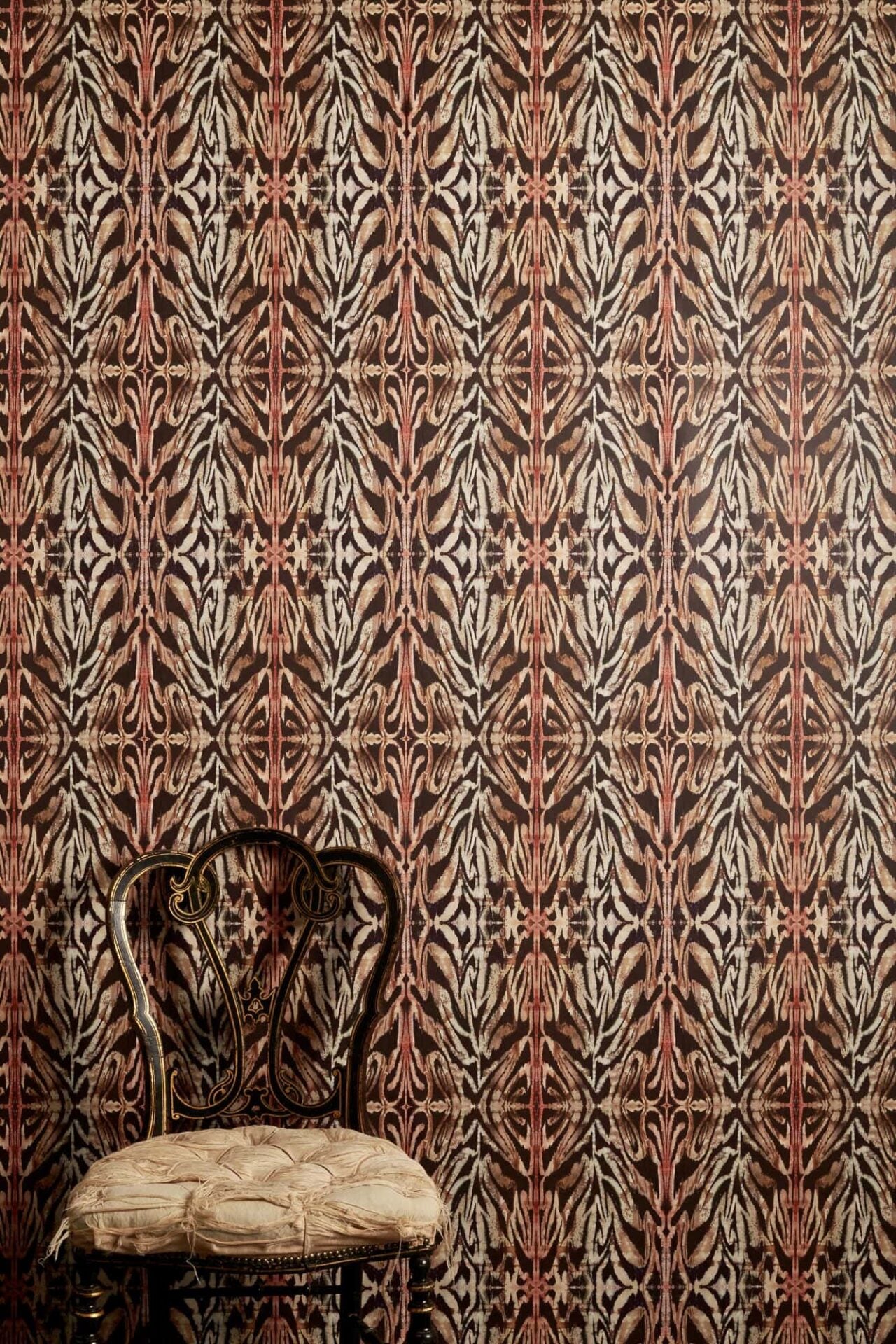 BamBam wallpaper in warm pink, black and cream tones