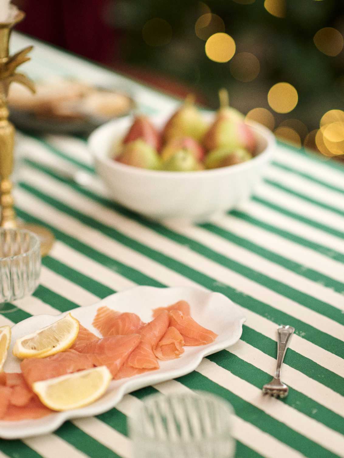 Christmas Green Stripe Tablecloth