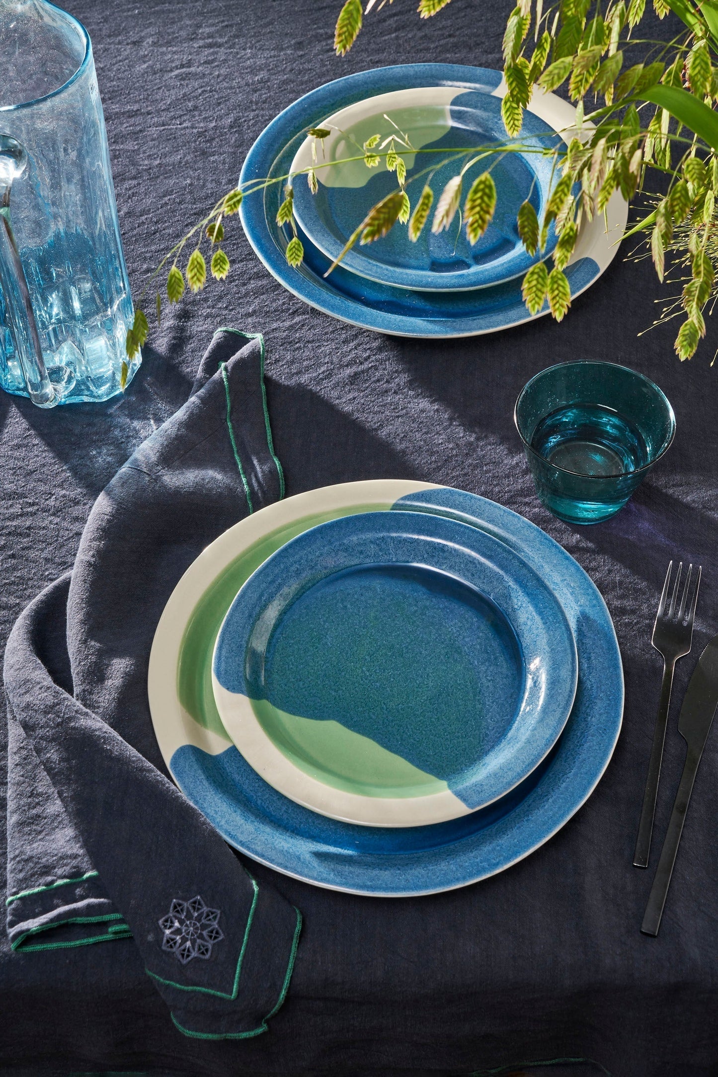 Day For Night Napkins Slate/Clover