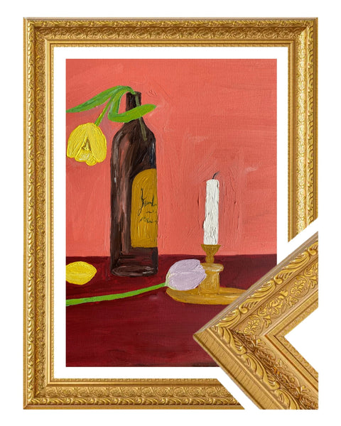 Candles, Wine and Flowers Fine Art Print