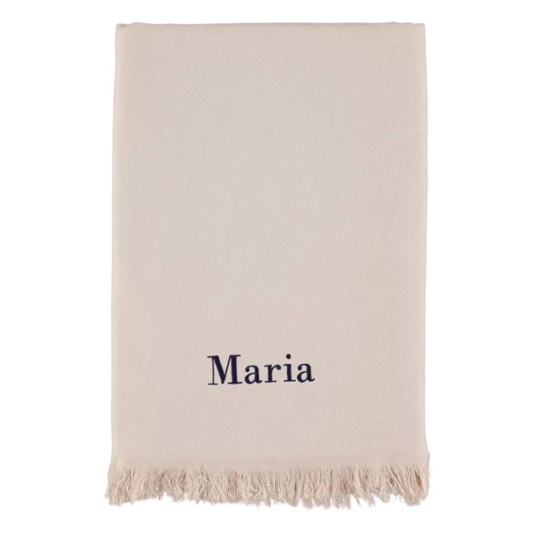 Beige Fringed Beach Towel