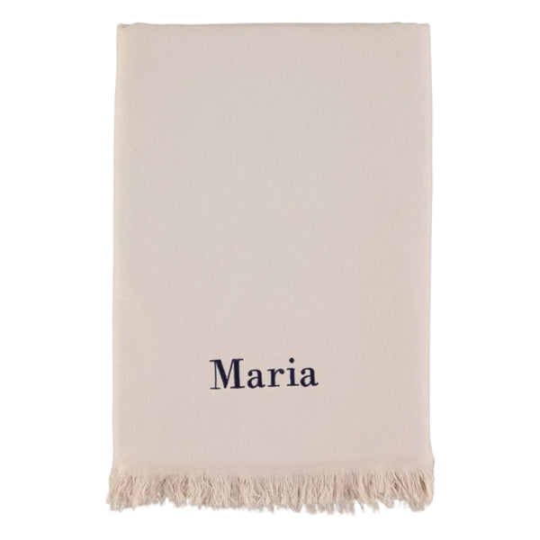 Beige Fringed Beach Towel