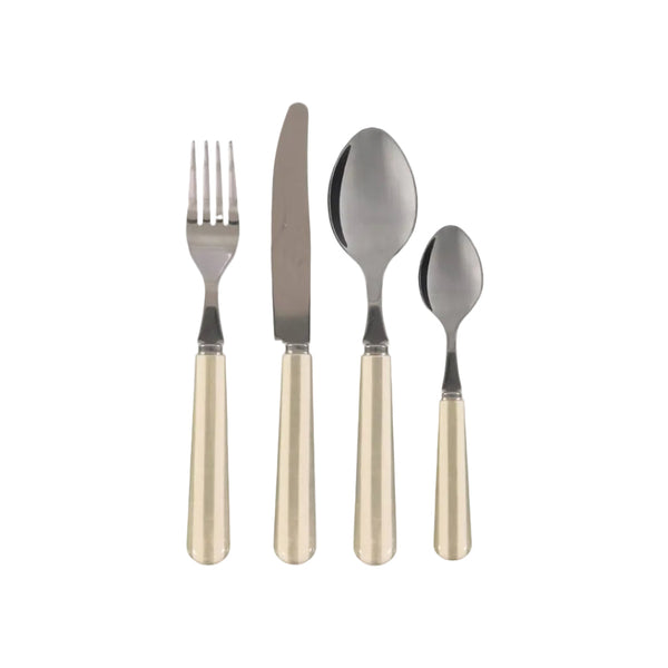Conjunto de Talheres com Riscas Cinza e Pérola (24 peças)