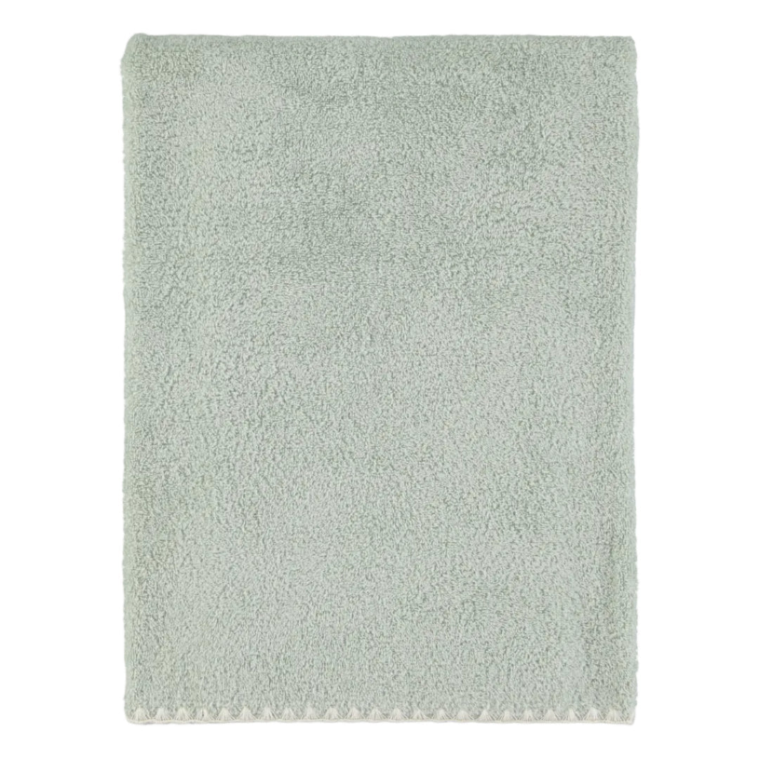Toalha de Banho Algodão Concha Verde Menta com Branco
