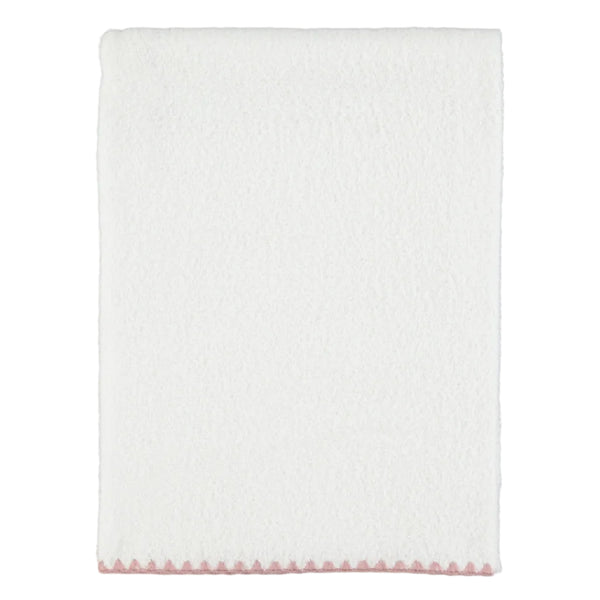 White and Pink Shell-Stitch Cotton Bath Towel