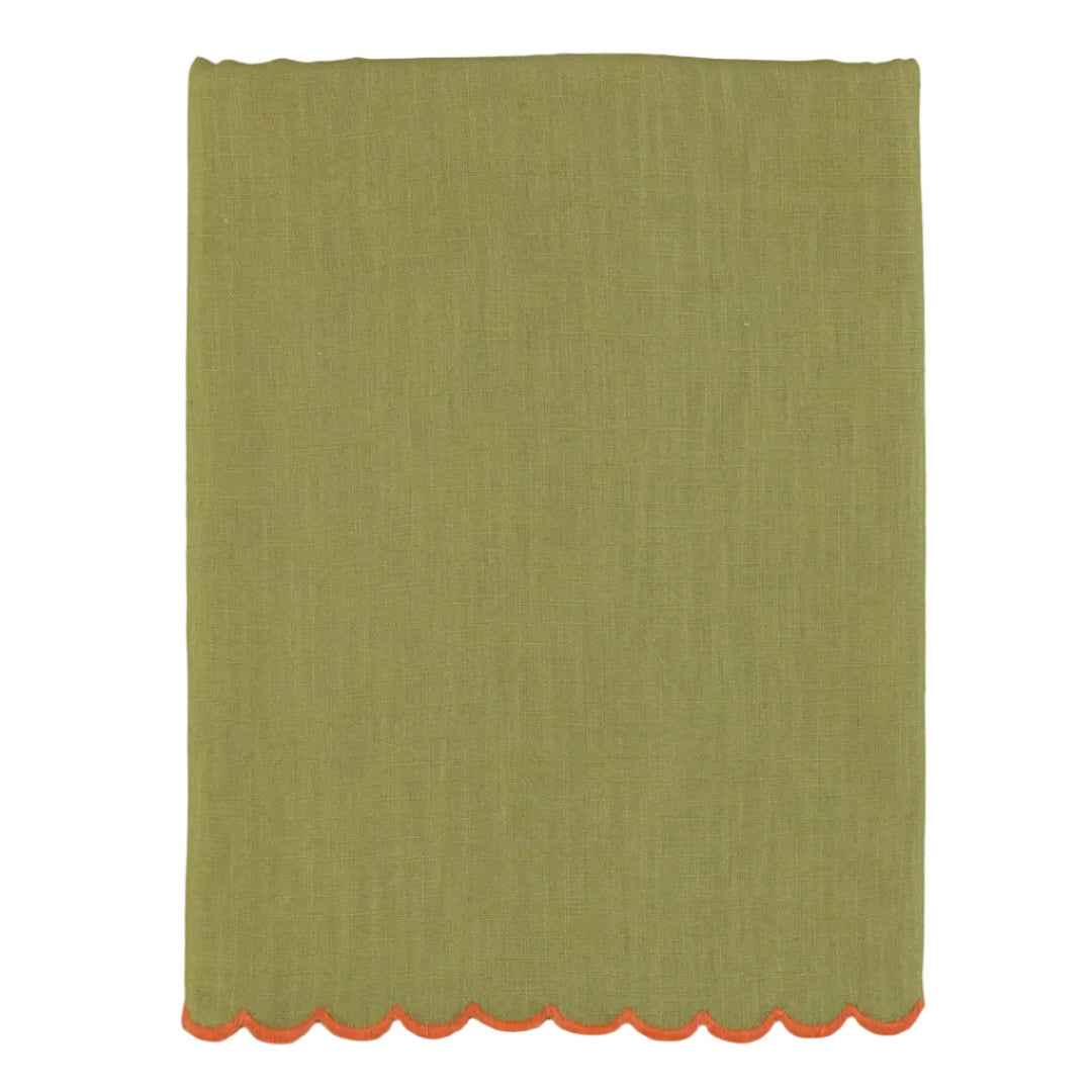 Toalha de Mesa Aurora, Verde com Laranja 140x250