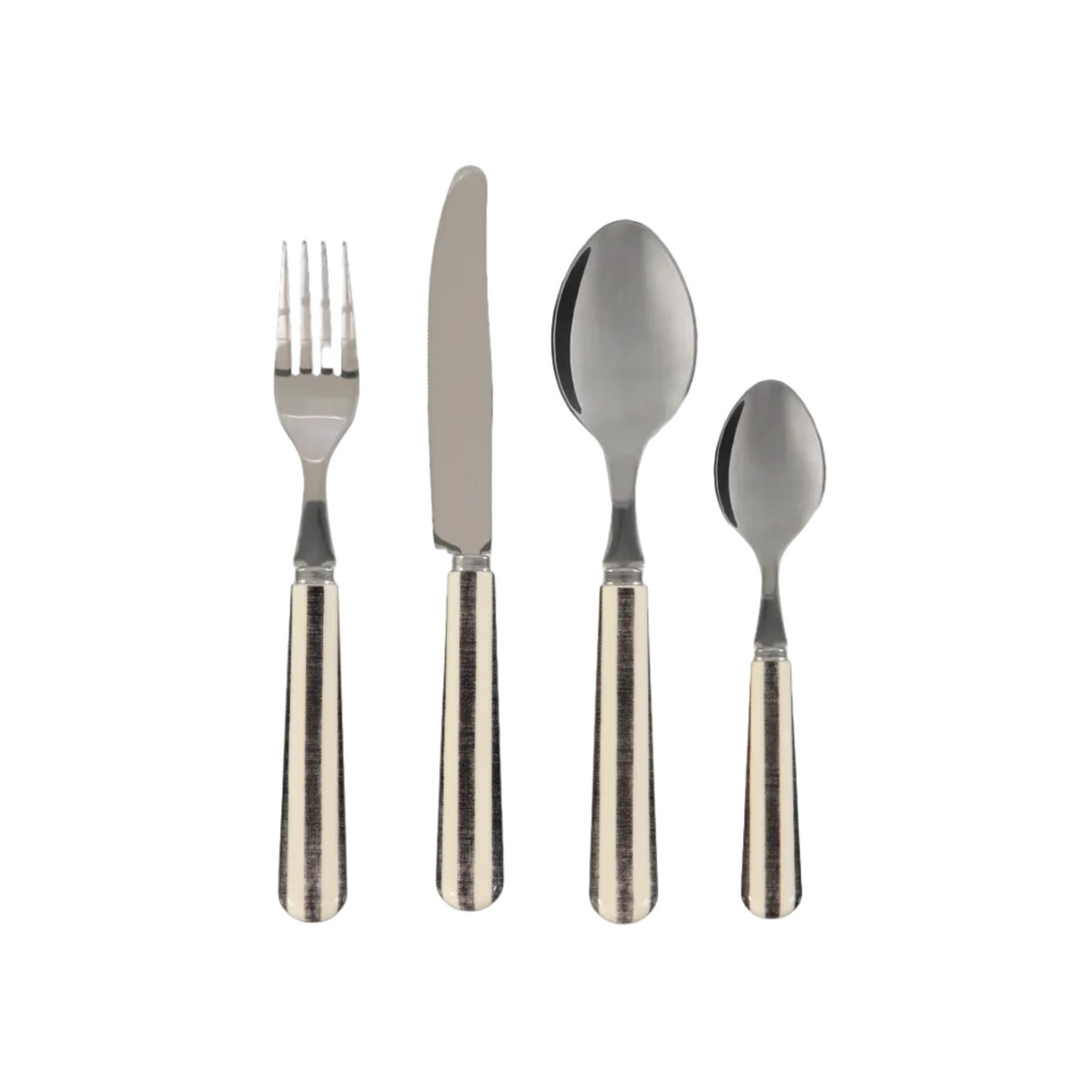 Conjunto de Talheres Preto e Pérola (24 peças)