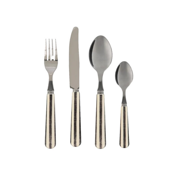 Conjunto de Talheres Preto e Pérola (24 peças)