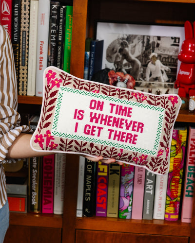 On Time Needlepoint Pillow - Furbish Studio