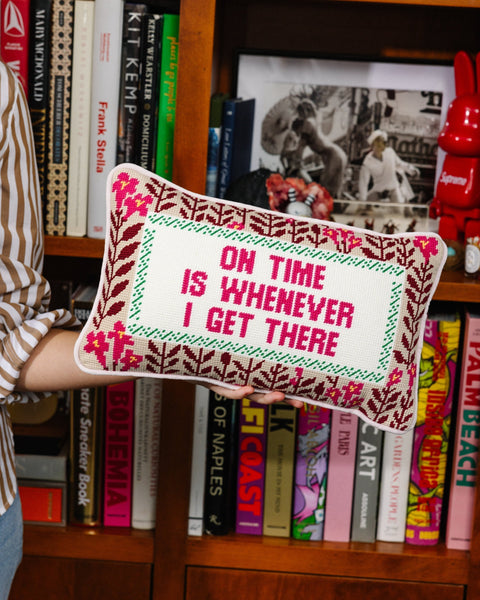 On Time Needlepoint Pillow - Furbish Studio