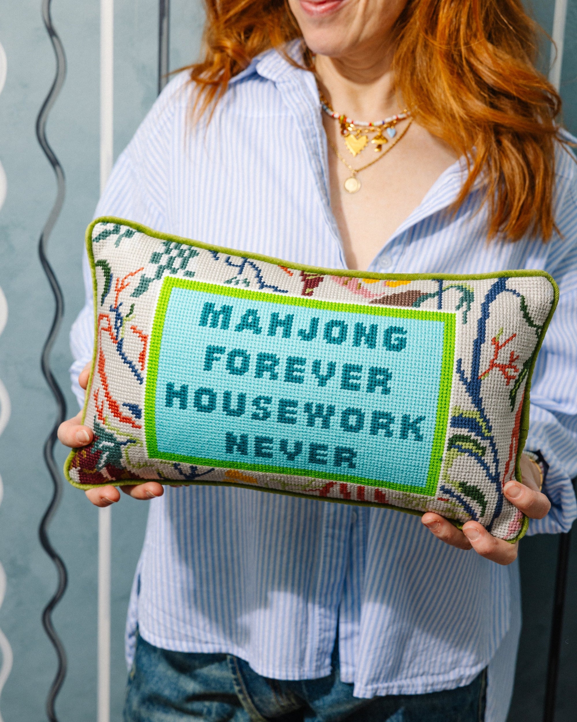 Mahjong Needlepoint Pillow - Furbish Studio