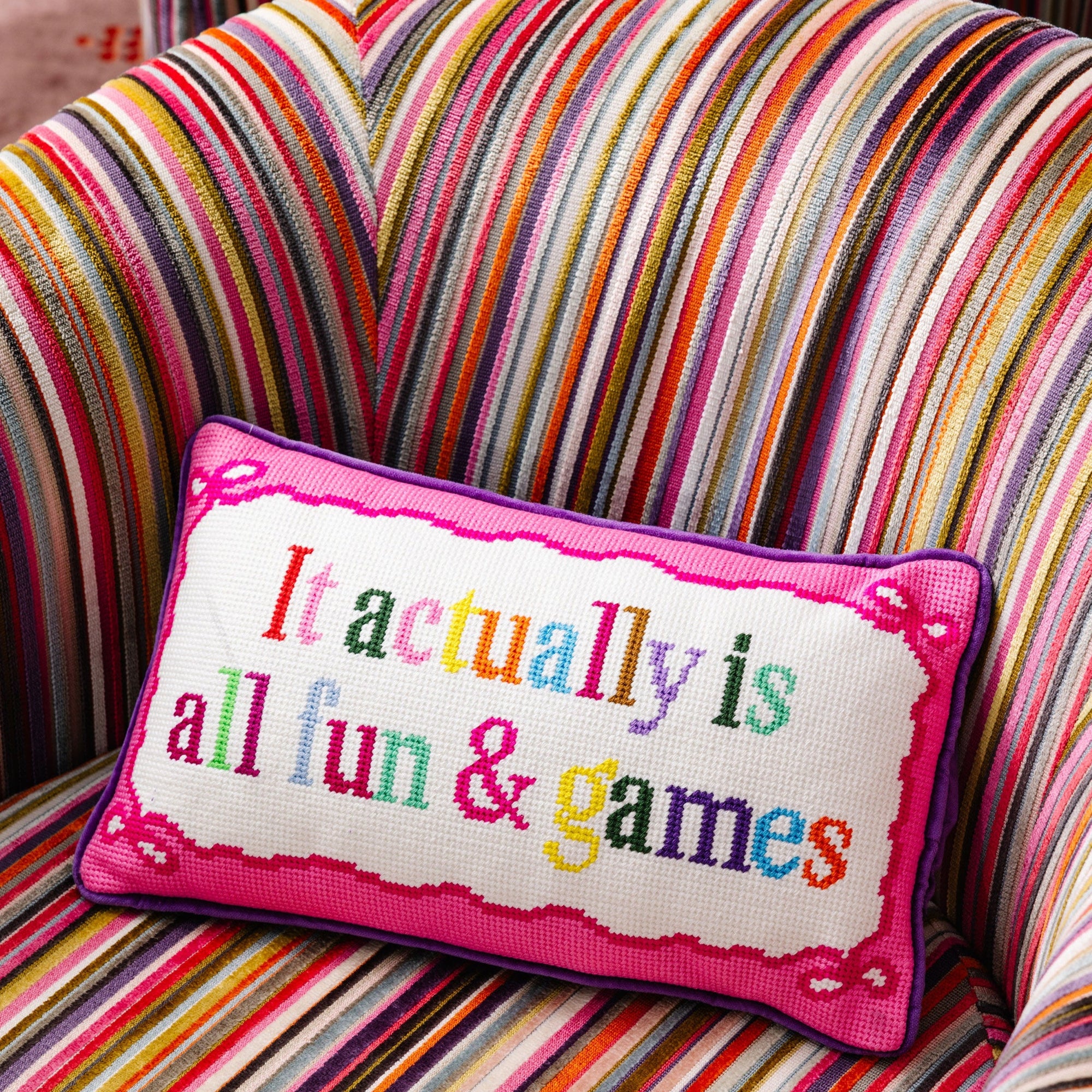 Fun And Games Needlepoint Pillow - Furbish Studio