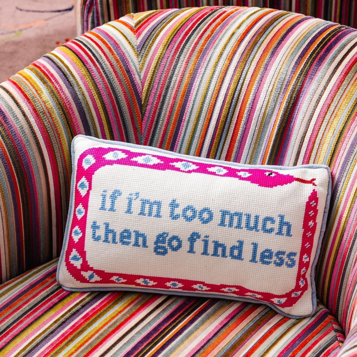 Go Find Less Needlepoint Pillow - Furbish Studio