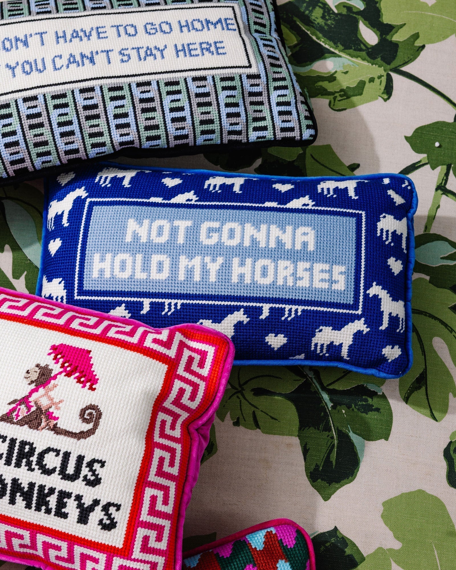 Hold My Horses Needlepoint Pillow - Furbish Studio