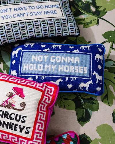 Hold My Horses Needlepoint Pillow - Furbish Studio