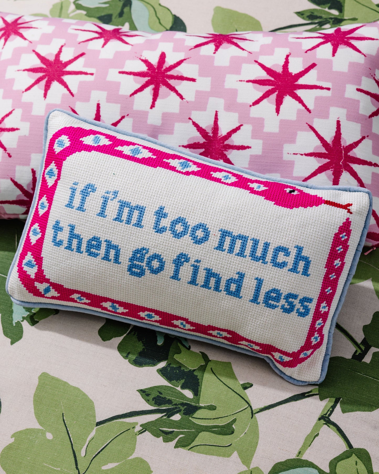 Go Find Less Needlepoint Pillow - Furbish Studio