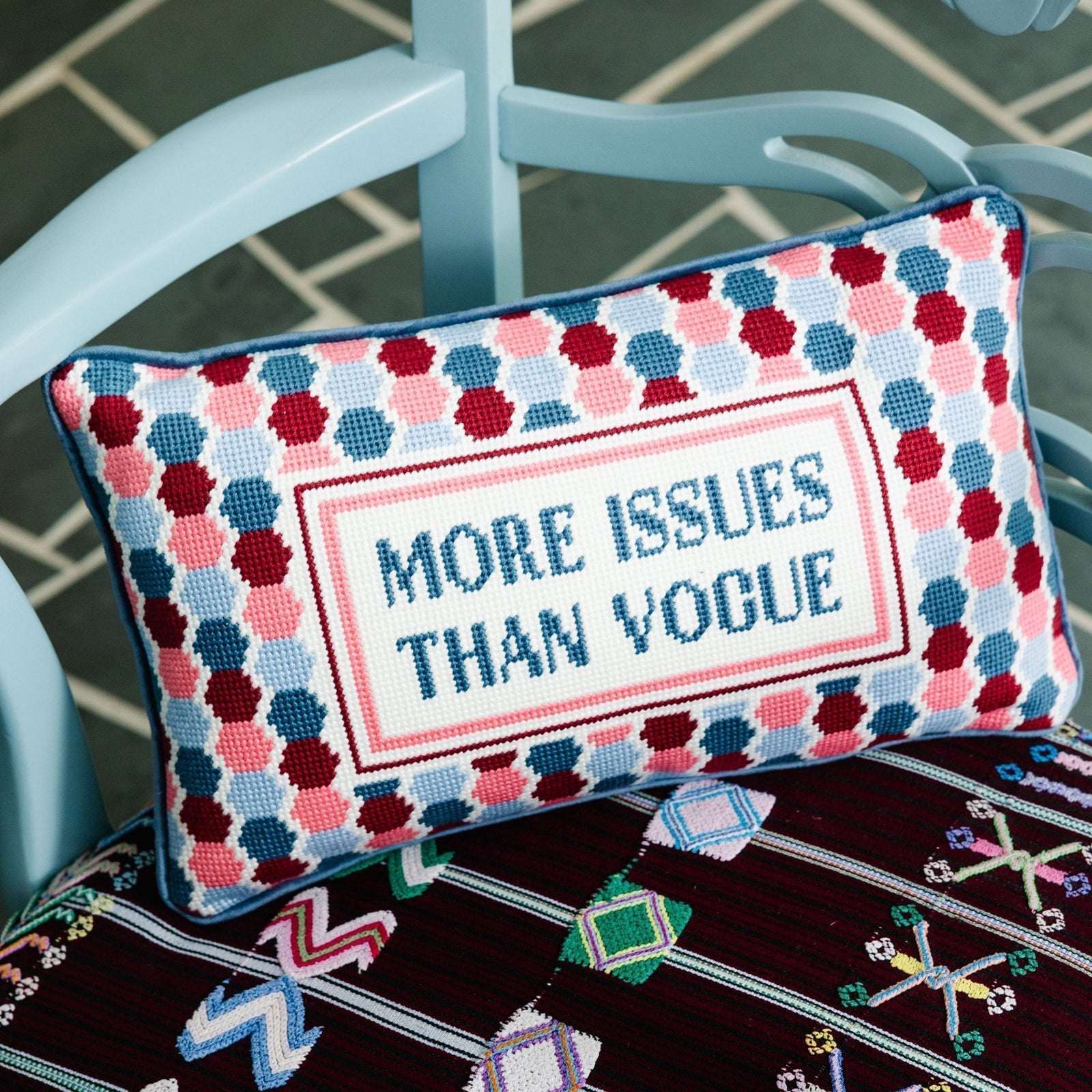 More Issues Needlepoint Pillow - Furbish Studio