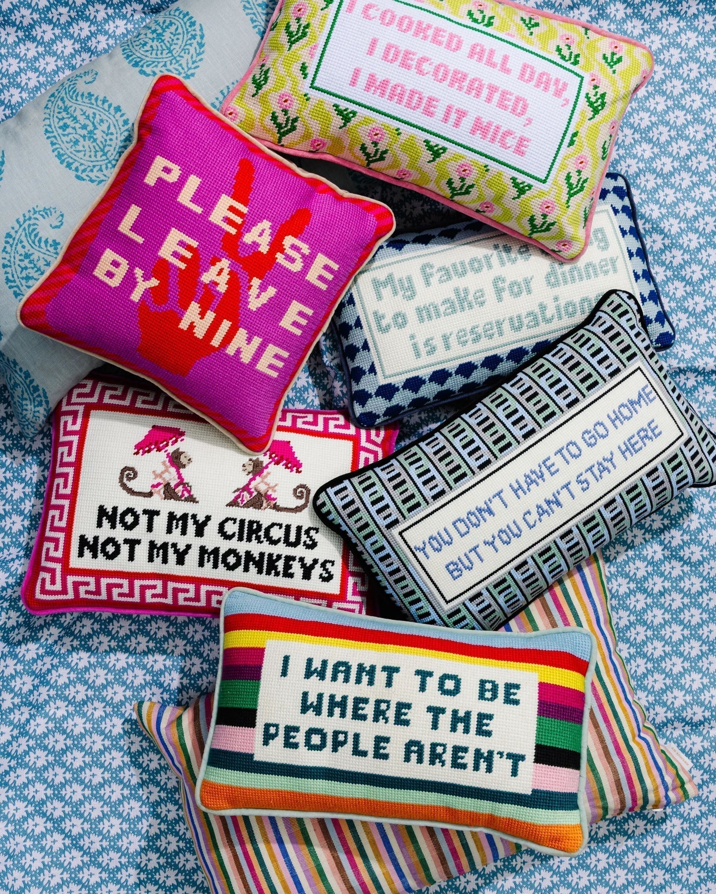 Where the People Aren't Needlepoint Pillow - Furbish Studio