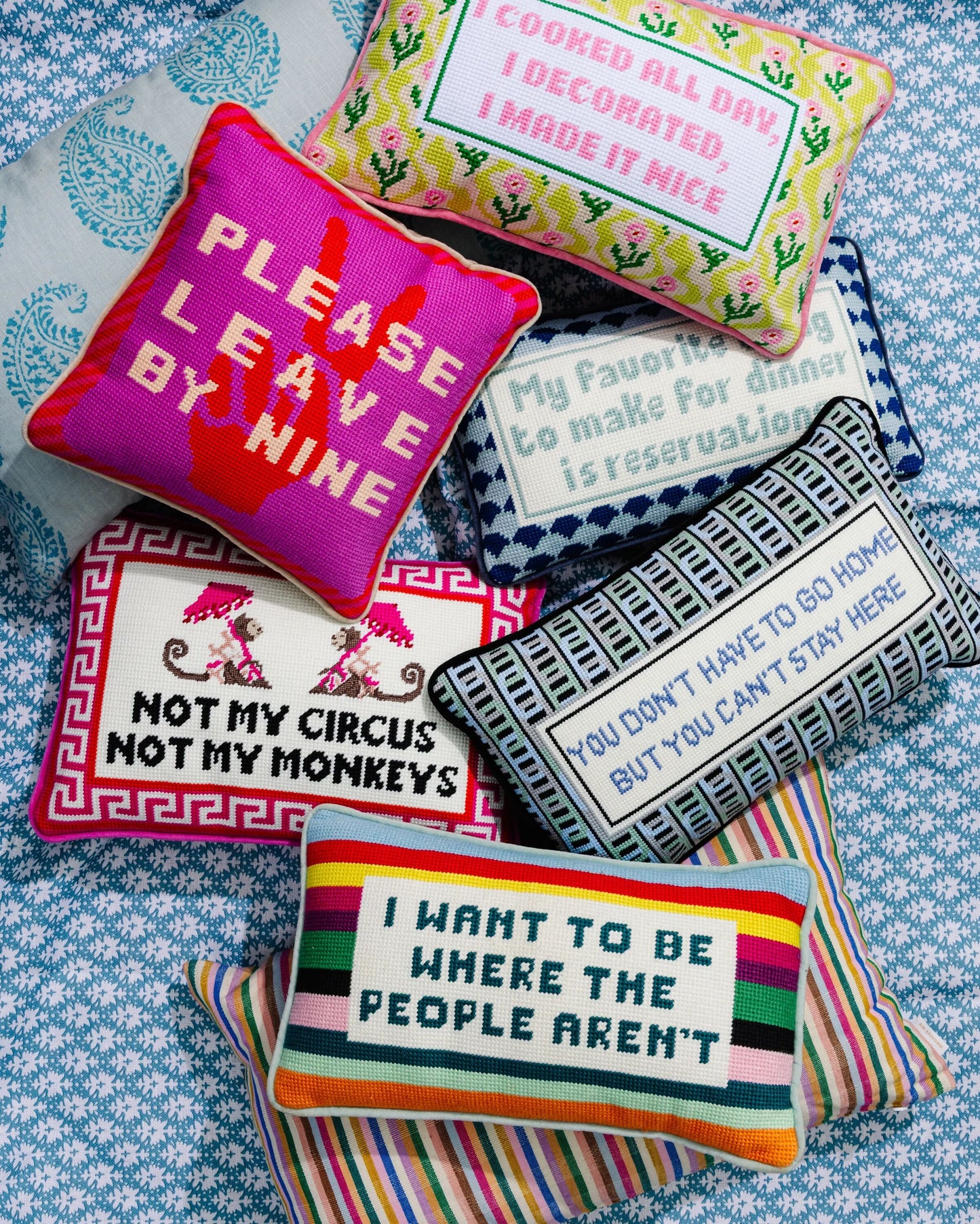 Where the People Aren't Needlepoint Pillow - Furbish Studio