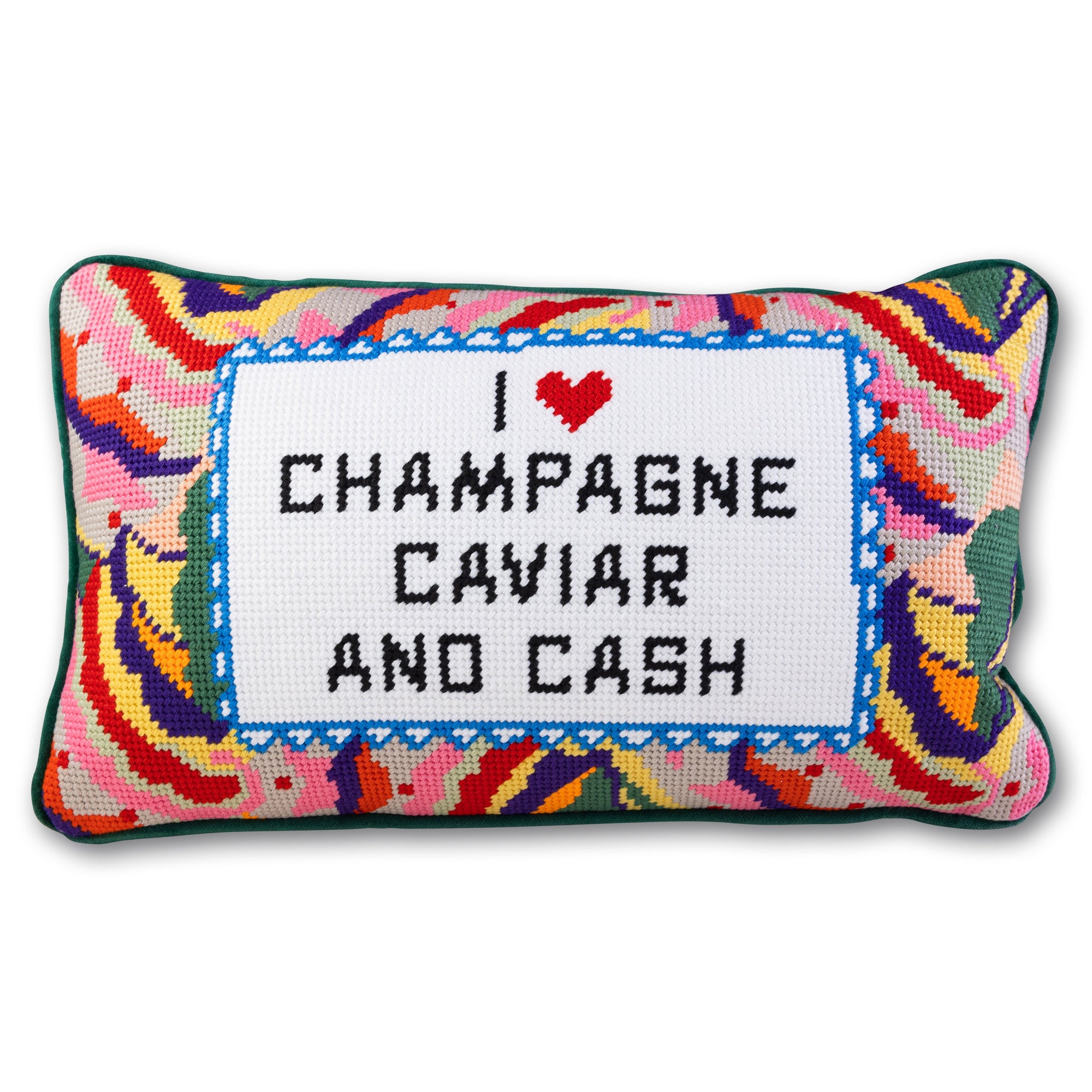 Caviar and Cash Needlepoint Pillow - Furbish Studio