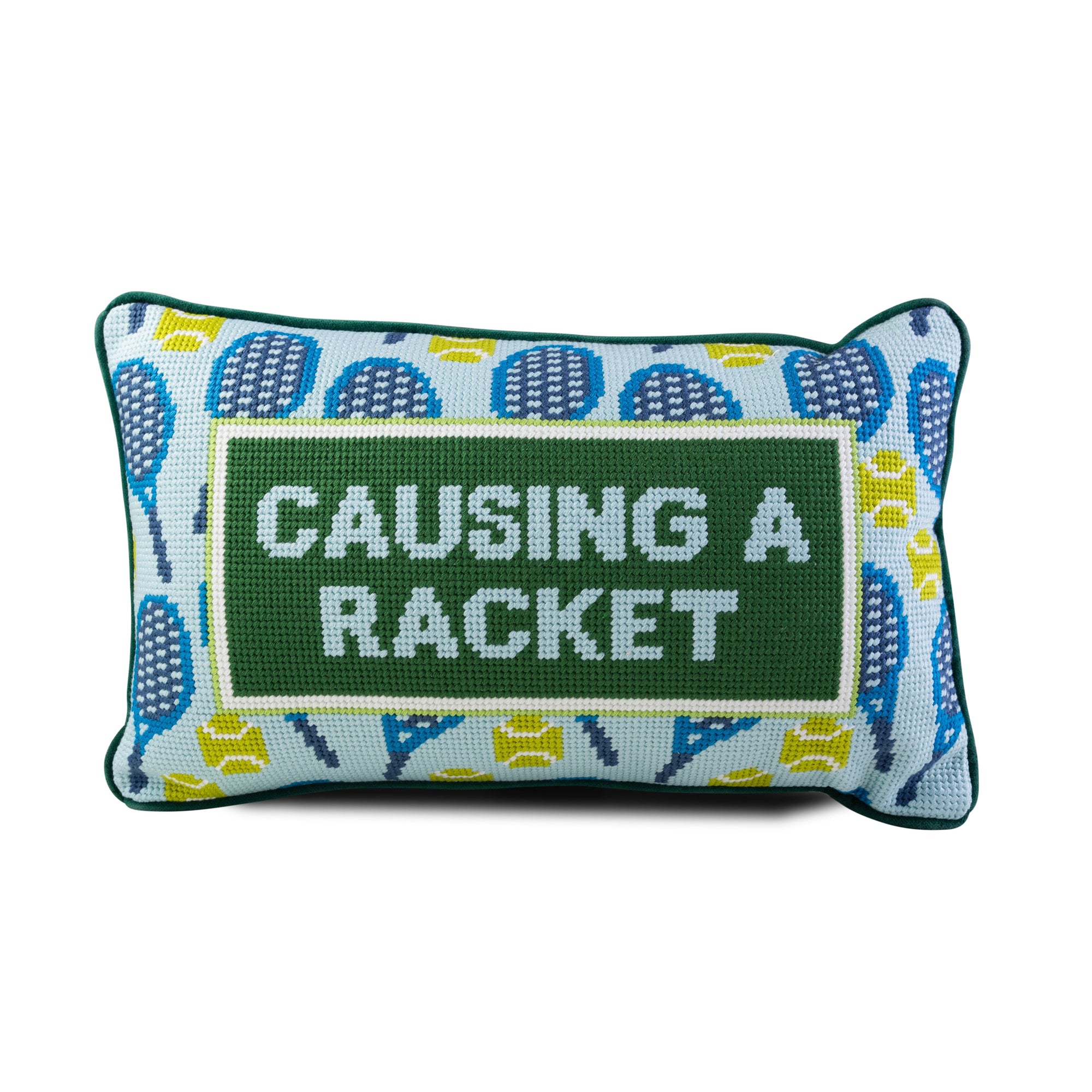 Causing A Racket Needlepoint Pillow - Furbish Studio