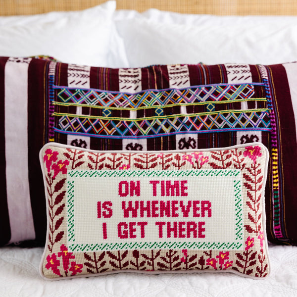 On Time Needlepoint Pillow - Furbish Studio