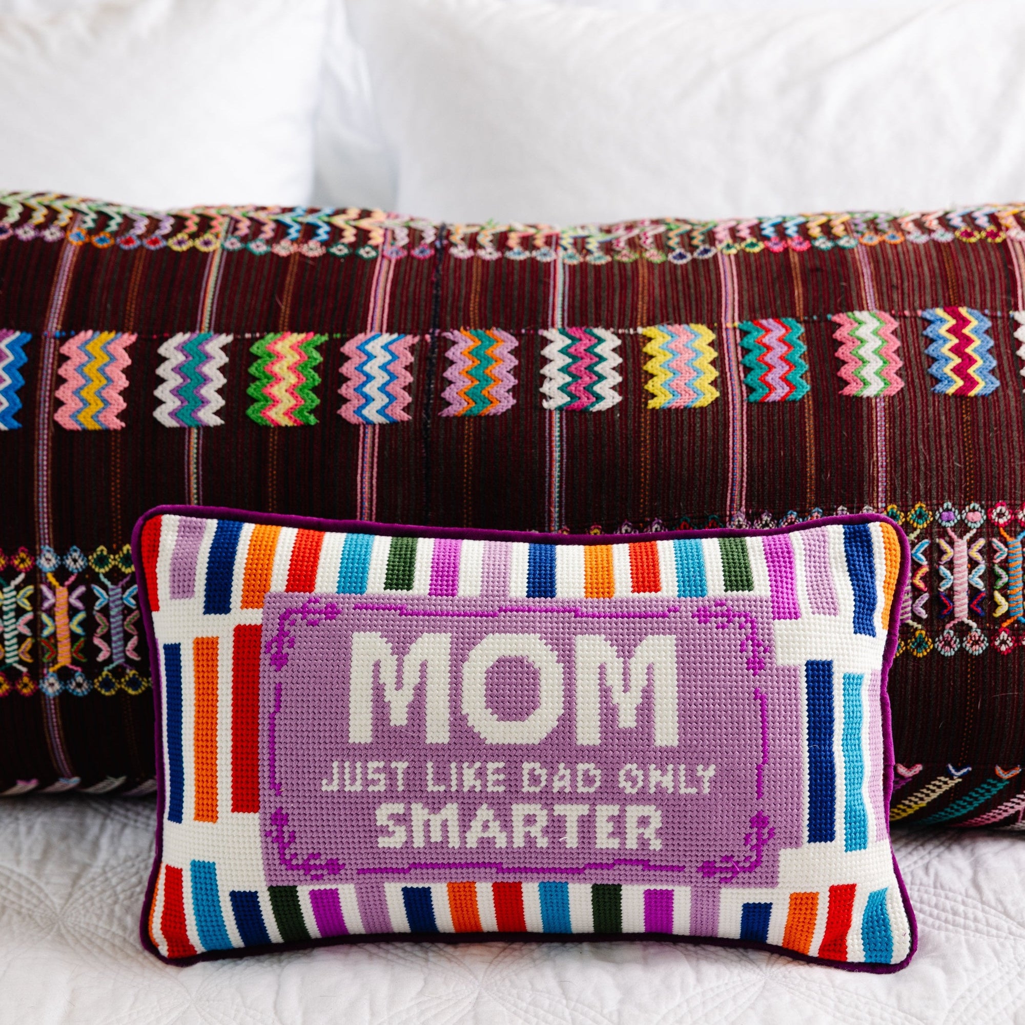 Mom Rules Needlepoint Pillow - Furbish Studio