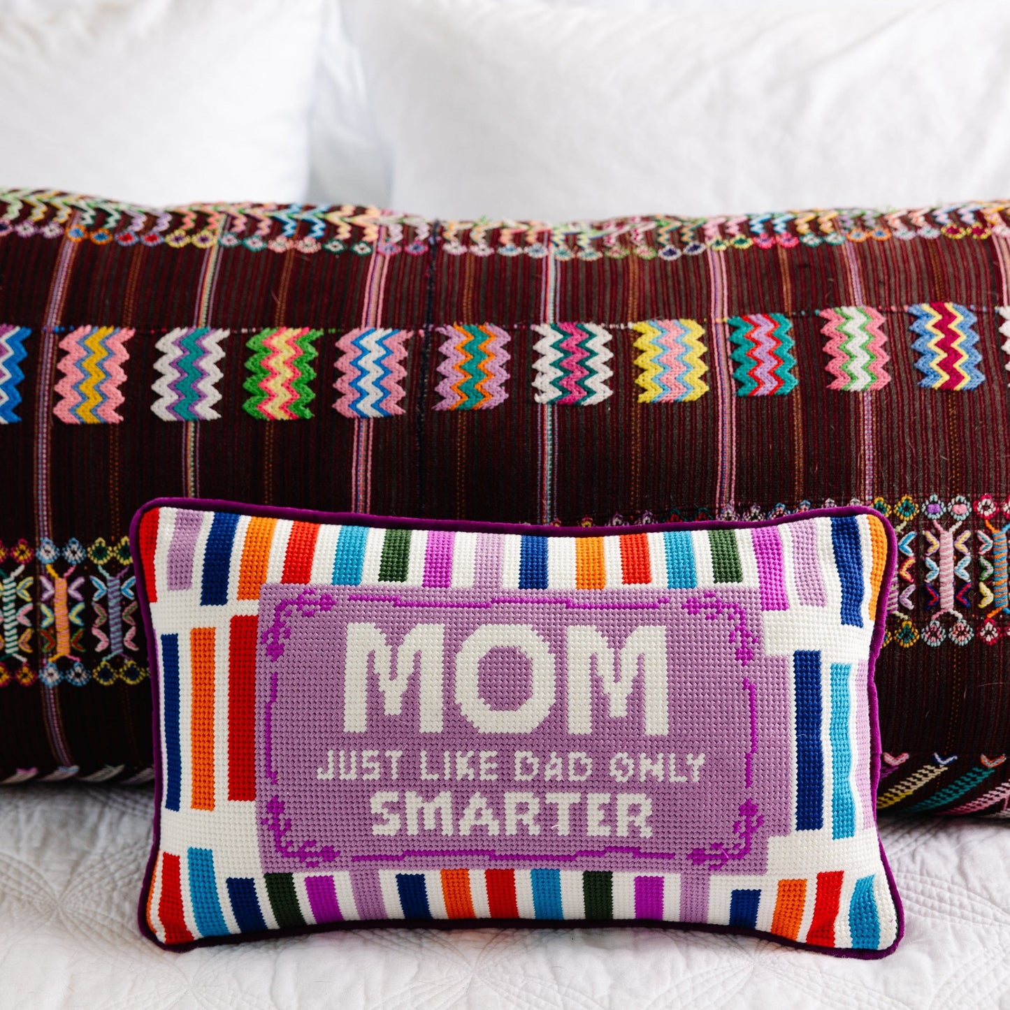 Mom Rules Needlepoint Pillow - Furbish Studio