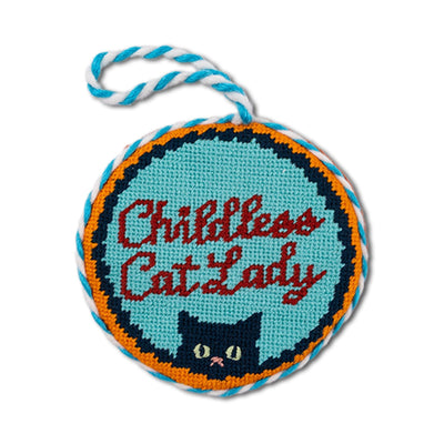 Needlepoint Ornament - Childless Cat Lady - Furbish Studio