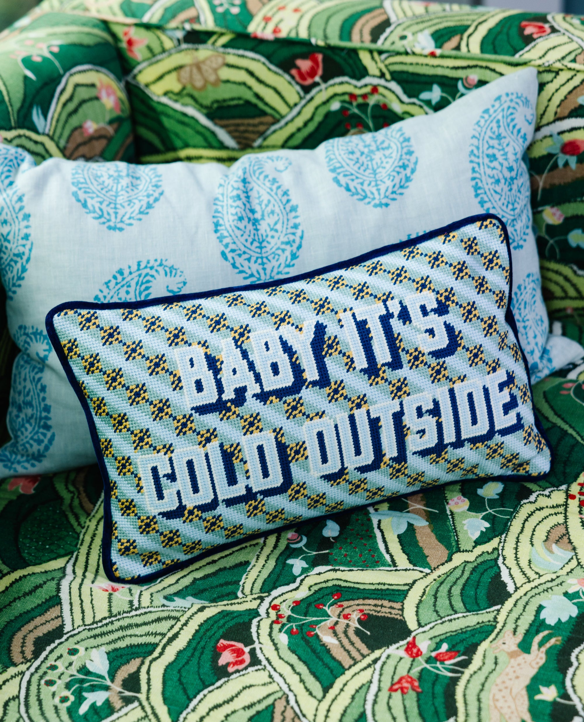 Baby It's Cold Outside Needlepoint Pillow - Furbish Studio