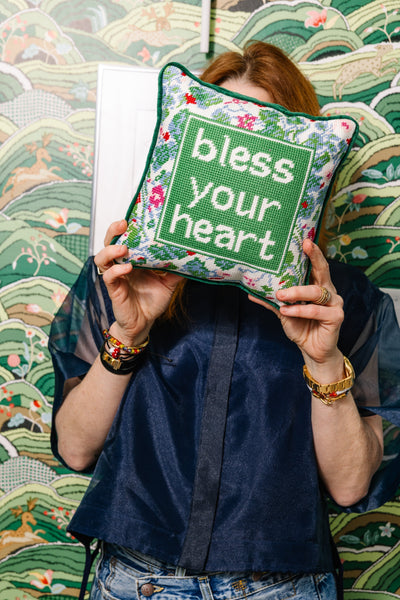 Bless Your Heart Needlepoint Pillow - Furbish Studio