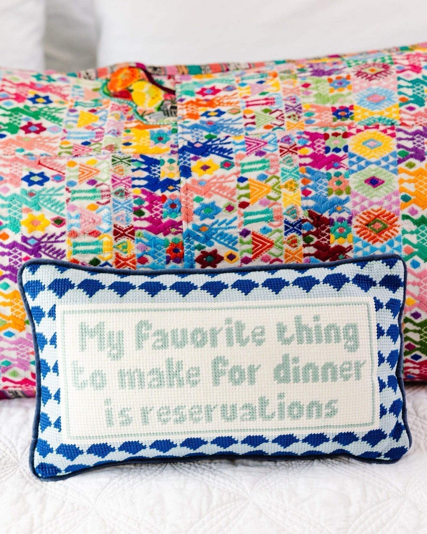 Reservations Needlepoint Pillow - Furbish Studio