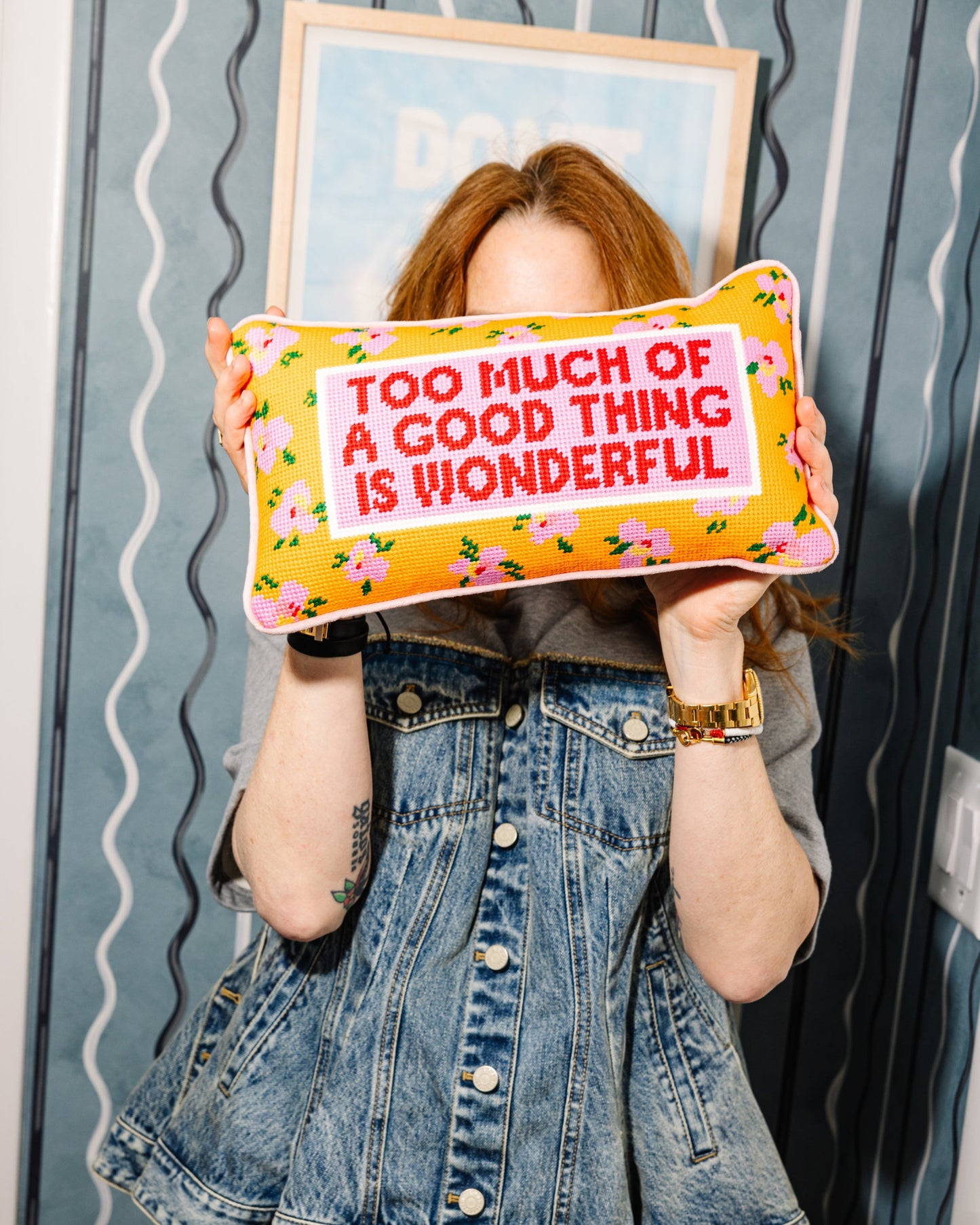 Too Much Needlepoint Pillow - Furbish Studio
