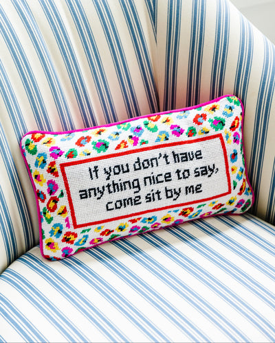 Come Sit By Me Needlepoint Pillow - Furbish Studio