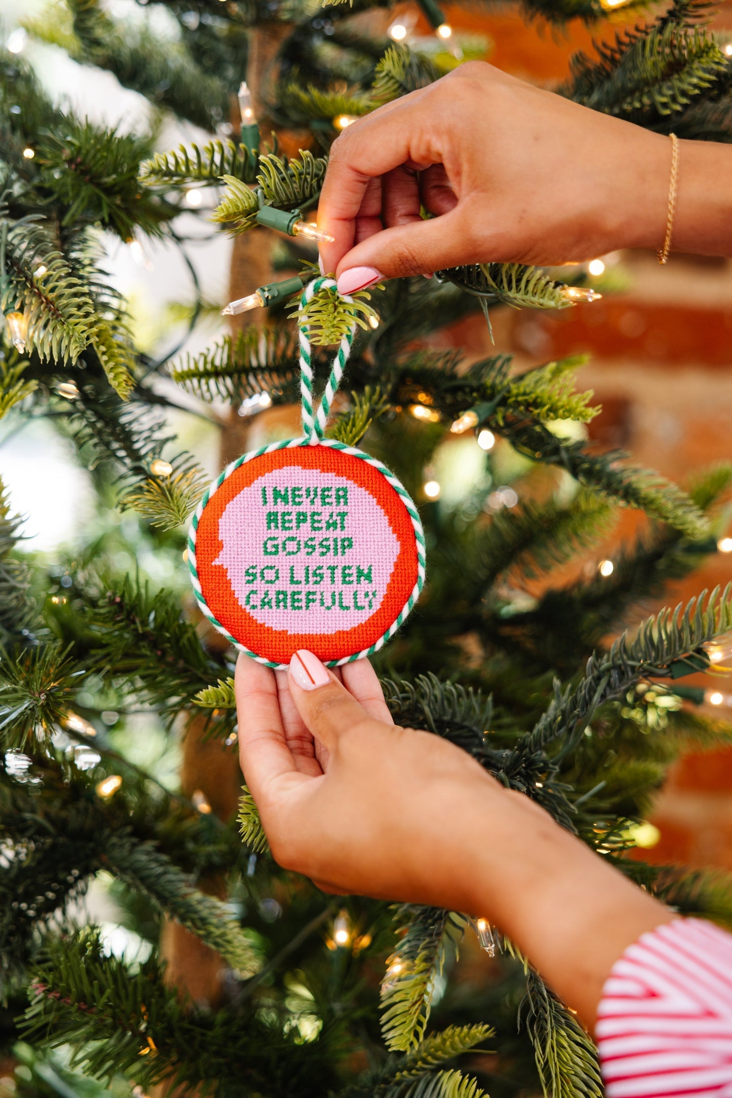 Needlepoint Ornament - Gossip - Furbish Studio