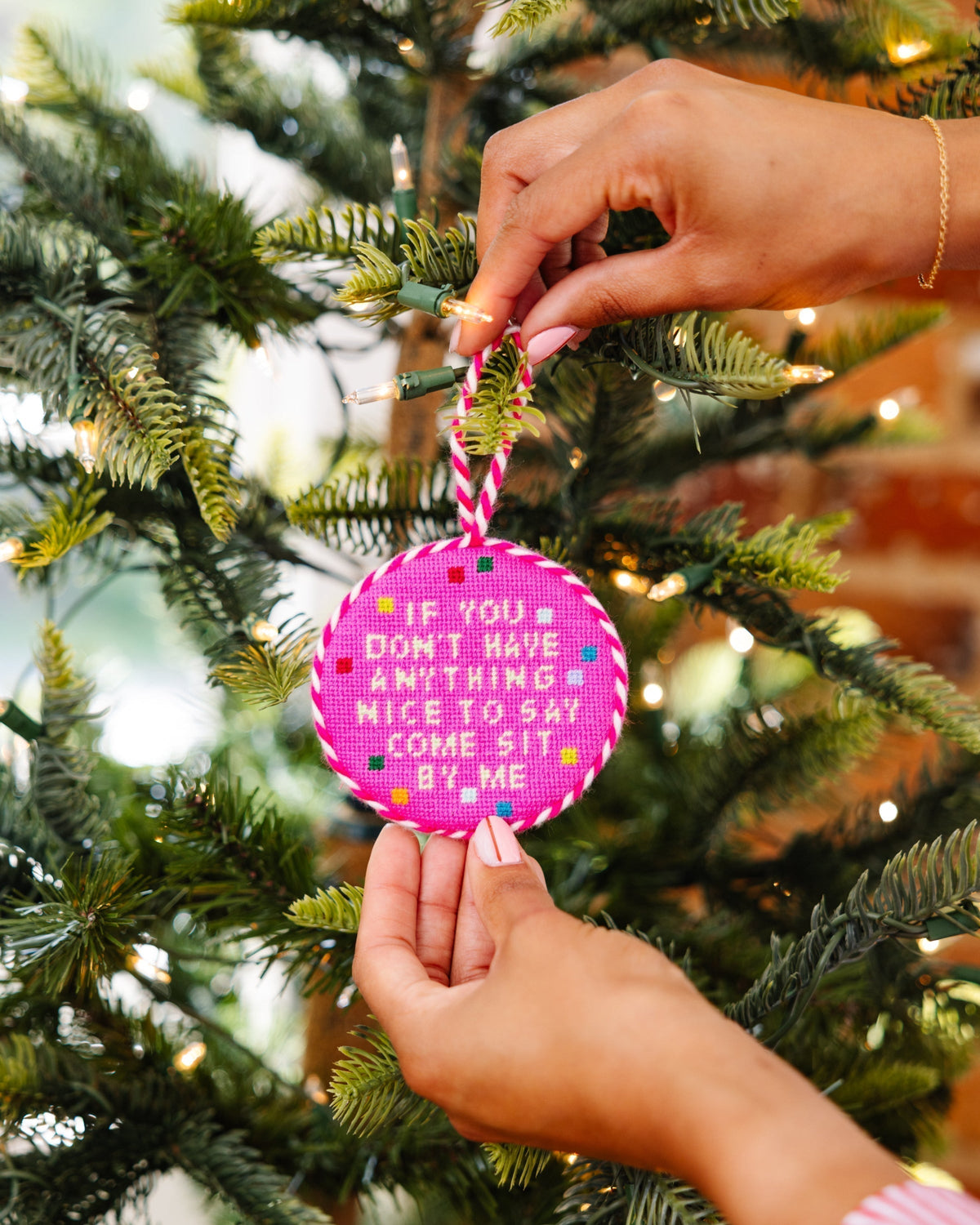 Needlepoint Ornament - Come Sit By Me - Furbish Studio