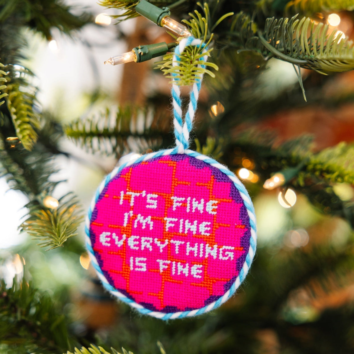 Needlepoint Ornament - Everything's Fine - Furbish Studio