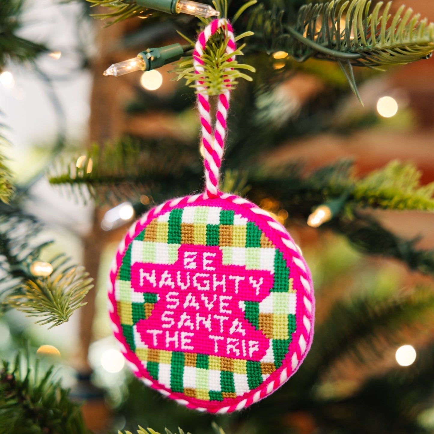 Needlepoint Ornament - Be Naughty - Furbish Studio