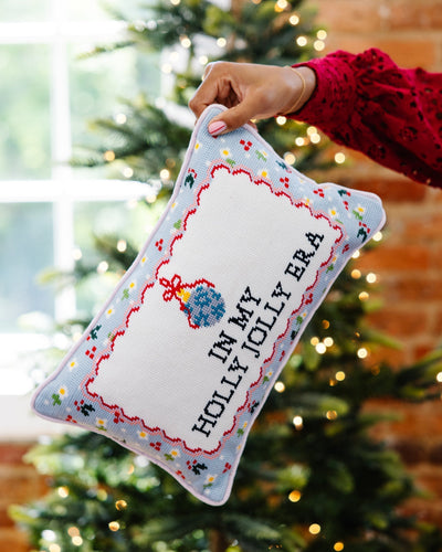 Holly Jolly Era Needlepoint Pillow - Furbish Studio