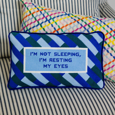 Eyes Resting Needlepoint Pillow - Furbish Studio
