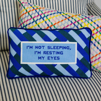 Eyes Resting Needlepoint Pillow - Furbish Studio