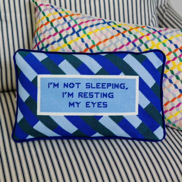 Eyes Resting Needlepoint Pillow - Furbish Studio
