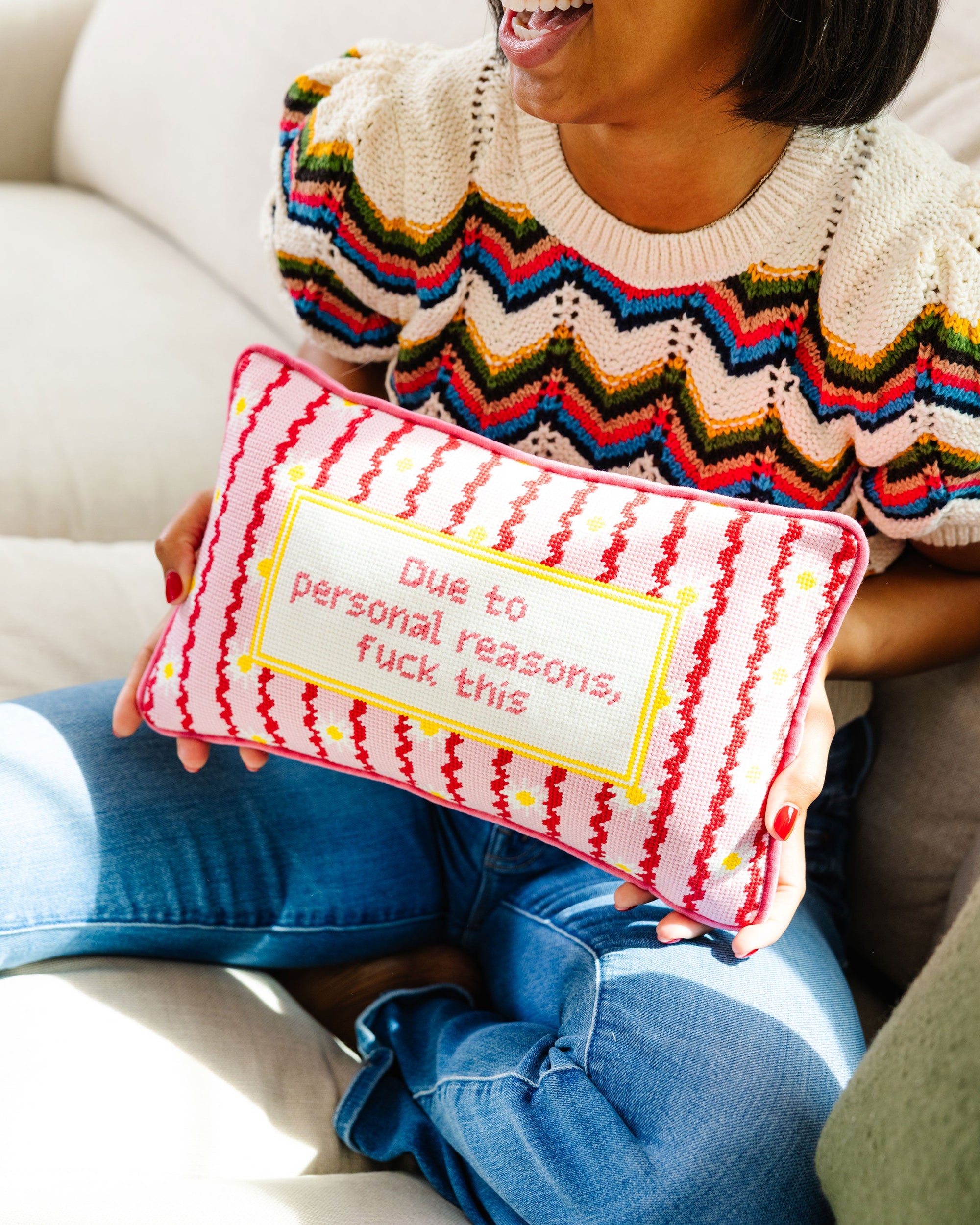 F This Needlepoint Pillow - Furbish Studio