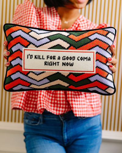 Good Coma Needlepoint Pillow - Furbish Studio